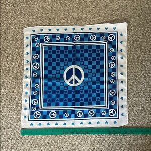 Blue and White Peace Sign Bandana